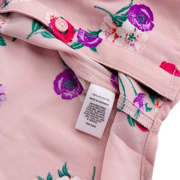 Express Womens Floral Portofino Shirt Slim Fit Pink Polyester Size S - Picture 4 of 6